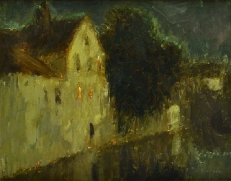 Henri Le Sidaner - Chiaro di luna, Casa sul canale, Bruges, 1899